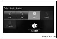 Using the steering wheel switches to change audio source