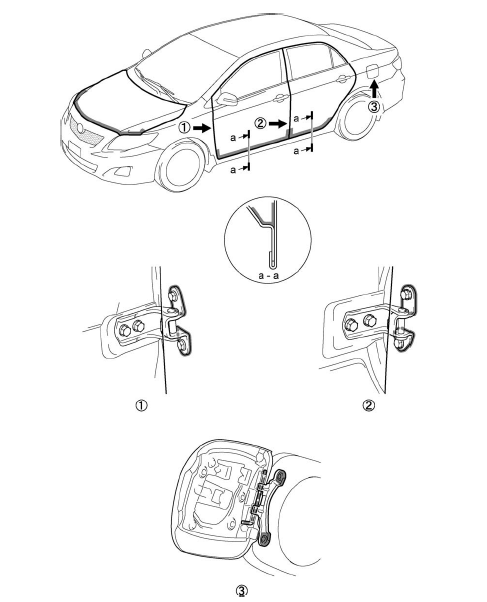 Body panel anti-rust agent (wax) application areas