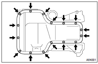 Toyota Corolla.  Install oil pan sub–assy