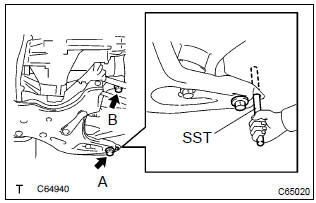 Toyota Corolla.  Install front suspension crossmember sub–assy 