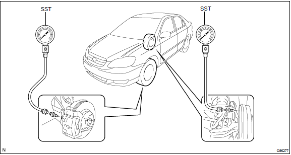 Toyota Corolla. Install lspv gauge (sst) and bleed air