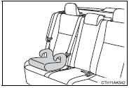 2 Sit the child in the child restraint system. Fit the seat belt to the child