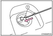 5 Holding a rag under the end, pull the dipstick out and check the oil level.