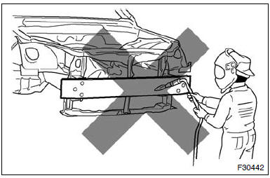 Precautions when repairing body frame parts