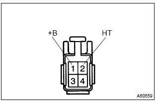 Toyota Corolla.  Inspect heater resistance of heated oxygen sensor