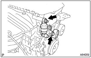 Toyota Corolla. Remove v–ribbed belt tensioner assy