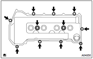 Toyota Corolla. Remove cylinder head cover subassy