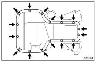 Toyota Corolla.  Install oil pan subassy