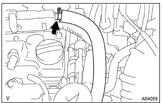 Toyota Corolla. Disconnect ventilation hose no.2