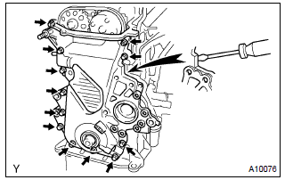 Toyota Corolla. Remove timing chain or belt cover sub–assy