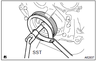 Toyota Corolla. Remove crankshaft pulley