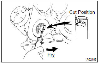 Toyota Corolla. Remove timing gear cover oil seal