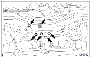 Toyota Corolla.  Install front suspension crossmember sub–assy