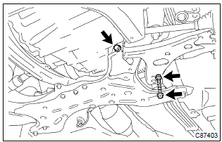 Toyota Corolla. Fully tighten front suspension arm sub–assy lower 