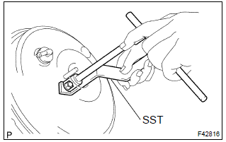 Toyota Corolla. Inspect and adjust brake booster push rod