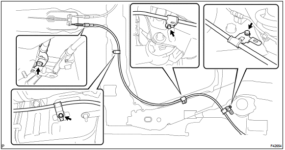 Toyota Corolla.  Install parking brake cable assy no.3