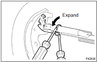 Toyota Corolla. Adjust rear drum brake shoe clearance