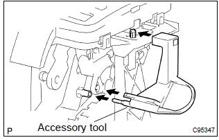 Toyota Corolla. Connect floor shift parking lock cable assy