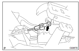 Toyota Corolla. Disconnect floor shift parking lock cable assy