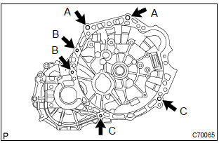 Toyota Corolla. Install manual transaxle assy