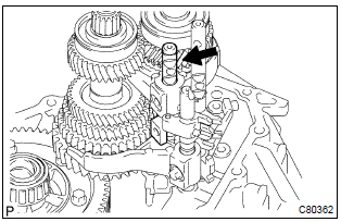 Toyota Corolla. Install gear shift fork shaft no.2