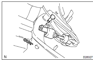 Toyota Corolla. Remove clutch master cylinder push rod clevis w/hole pin