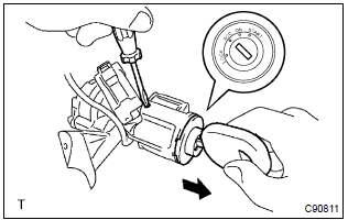 Toyota Corolla. Remove ignition switch lock cylinder assy