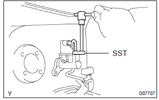 Toyota Corolla. Disconnect clutch master cylinder to flexible hose tube