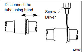 Toyota Corolla. Disconnect cooler refrigerant suction hose