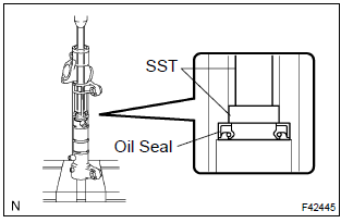 Toyota Corolla. Remove power steering cylinder tube oil seal