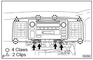 Toyota Corolla. Install instrument cluster finish panel sub–assy center