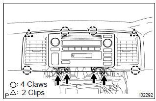 Toyota Corolla. Remove instrument cluster finish panel sub–assy center