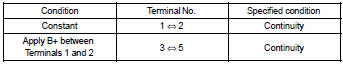 If the result is not as specified, replace the relay.