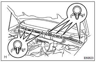 Toyota Corolla. Remove hood to cowl top seal