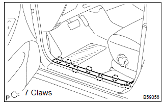 Toyota Corolla. Remove front door scuff plate lh