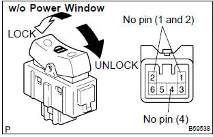 Toyota Corolla. Inspect power window regulator master switch assy