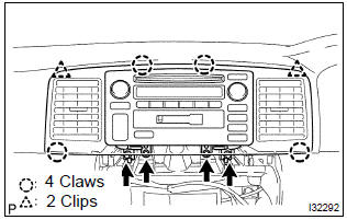 Toyota Corolla. Remove instrument cluster finish panel sub–assy center