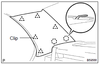 Toyota Corolla. Remove roof side garnish inner rh