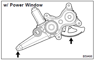 Toyota Corolla. Install rear door window regulator sub–assy lh