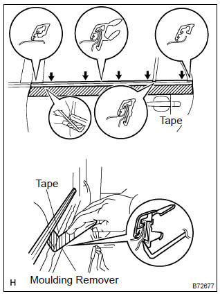 Toyota Corolla. Remove rear door belt moulding assy lh