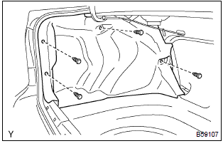 Toyota Corolla. Remove luggage compartment trim cover inner lh