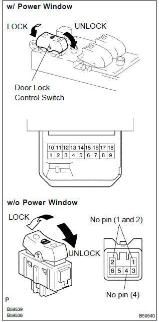 Toyota Corolla. Inspect door lock control switch