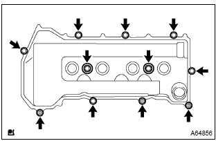 Toyota Corolla. Remove cylinder head cover subassy