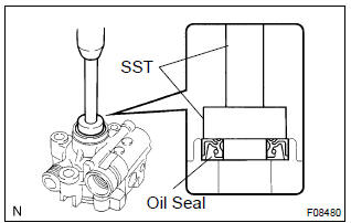 Toyota Corolla. Nstall vane pump housing oil seal