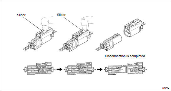 3. Connection of connector for front seat airbag assy