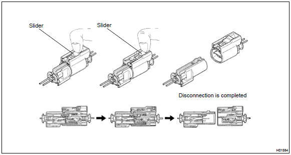 Toyota Corolla. Disconnection of connector front seat airbag assy