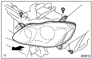 Toyota Corolla. Remove lh headlamp assy