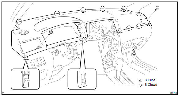 Toyota Corolla. Remove instrument panel sub–assy upper