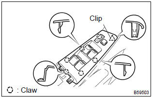 Toyota Corolla. Remove power window regulator master switch assy